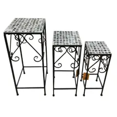 GENERICO - Set Porta Macetero Soporte Macetas Estante Metal Mosaico