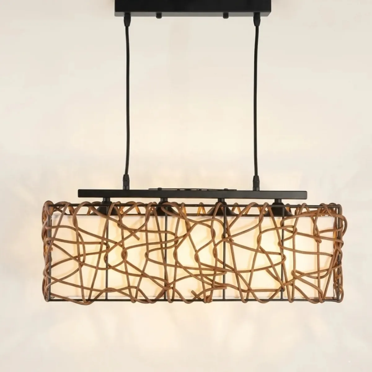 JUST HOME - LAMPARA COLGANTE RECTANGULAR RATAN CAFE