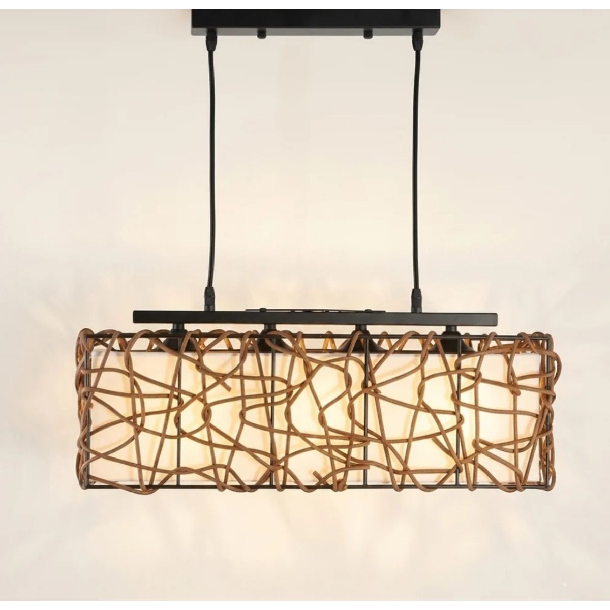 JUST HOME - LAMPARA COLGANTE RECTANGULAR RATAN CAFE