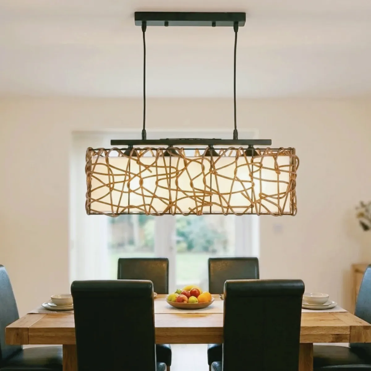 JUST HOME - LAMPARA COLGANTE RECTANGULAR RATAN CAFE