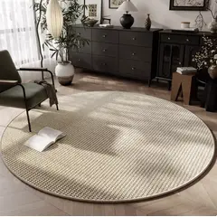 GENERICO - Alfombra Estilo Yute Tejida Para Living Resistente Mascotas 120x120 Redondo BEIGE
