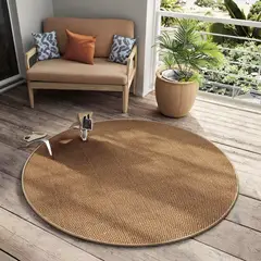 GENERICO - Alfombra Estilo Yute Tejida Para Living Resistente Mascotas 120x120 Redondo CAFE