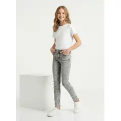 KIBOU - Jeans Gris Niña Pantalón Denim Slim Fit Mezclilla