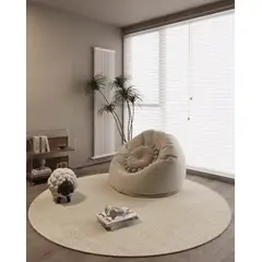 GENERICO - Alfombra Estilo Yute Tejida Para Living Resistente Mascotas 120x120 Redondo BLANCO