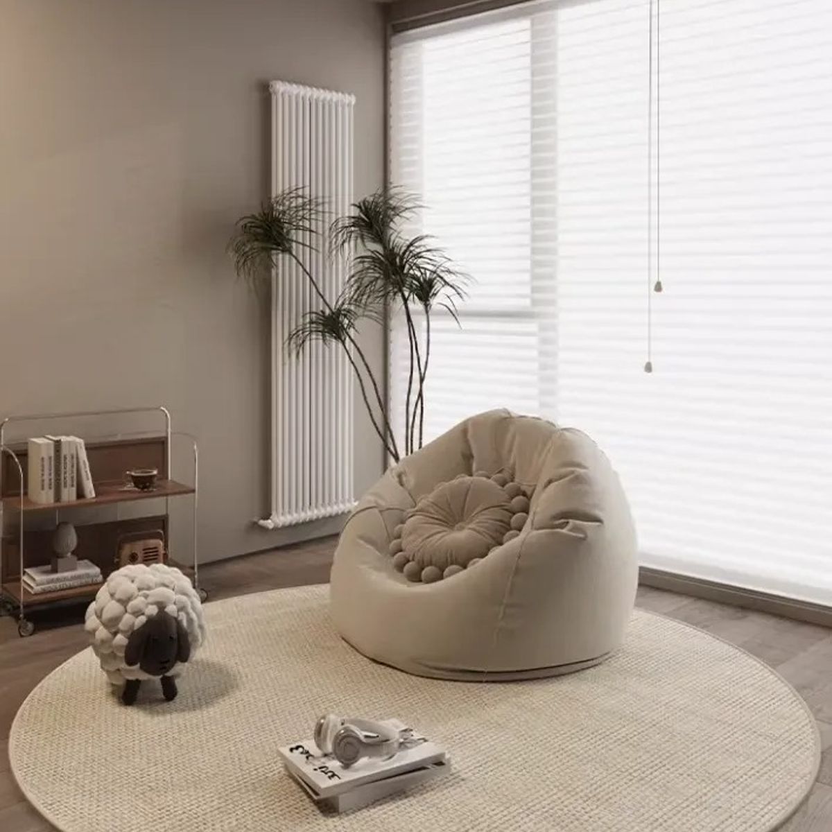 GENERICO - Alfombra Estilo Yute Tejida Para Living Resistente Mascotas 160x160 Redondo BLANCO
