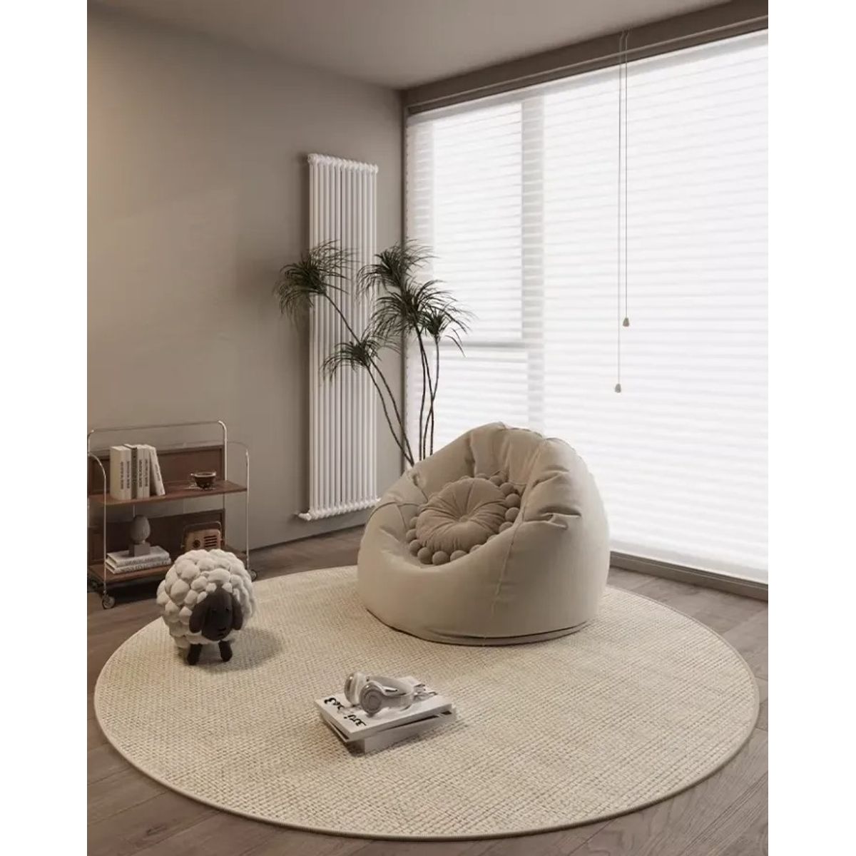 GENERICO - Alfombra Estilo Yute Tejida Para Living Resistente Mascotas 160x160 Redondo BLANCO