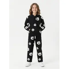 KIBOU - Conjunto Buzo Niña Poleron Canguro Y Jogger Flores 3d