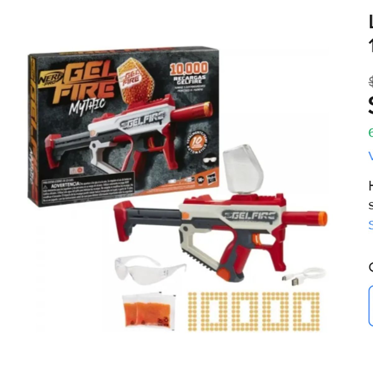 HASBRO - Lanzador Nerf Pro Gelfire Mythic 10.000 Recargas