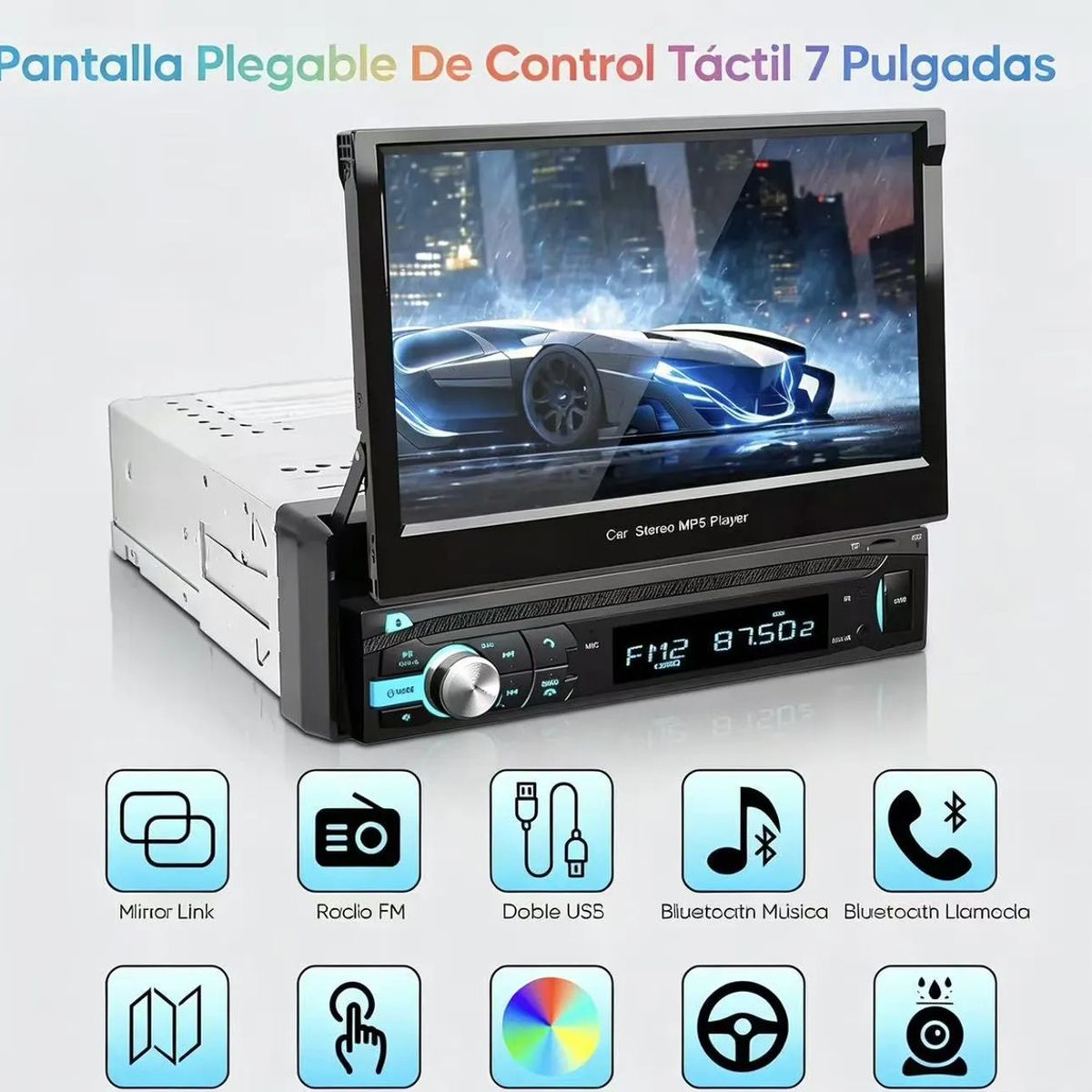 U BUY - Autoestéreo Pantllas Retráctil Táctil Cámara Bluetooth