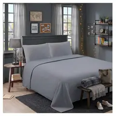 ALMA & DECO - Juego De Sábanas Polar Lisa 2 Plazas Gris Premium