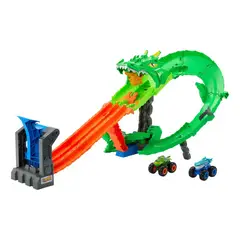 HOT WHEELS - Pista Monster Trucks Tiburones Vs Dinosaurios