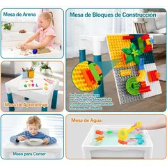 MOVI - MESA PARA JUEGO CON SILLA Y 102 PIEZAS DE LEGO