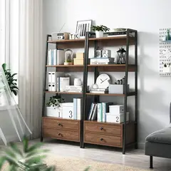 YOMYM - Estante Vitrina Escaleras De Metal Multiusos 4-tier Almacenamiento 60X30X150cm Con Dos Cajones