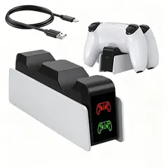 GENERICO - Base Carga Para 2 Joysticks Compatible Con Ps5 -color Blanco