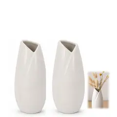 OEM - Set 2 Floreros Decorativo Cerámico Blanco 12,5 cm Diseño Minimalista Moderno