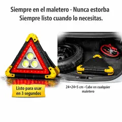 MOVI - Triángulo Seguridad LED Recargable USB 4en1 10h Auto Camping y Emergencia