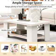 YOMYM - Mesa de centro blanco 100×48×42cm