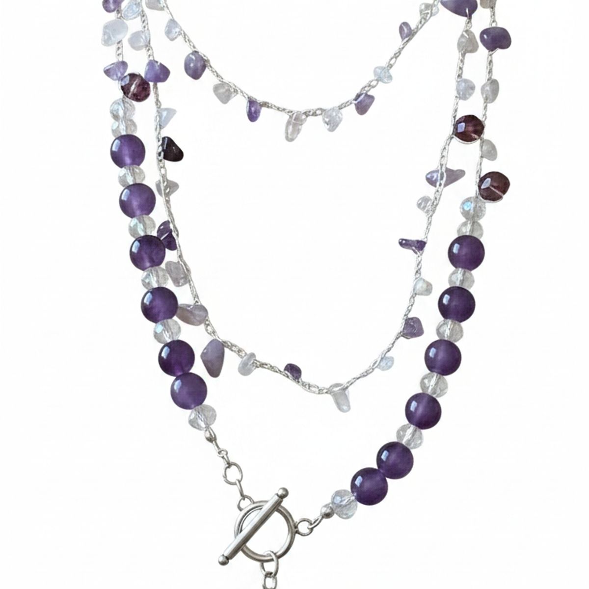 GENERICO - Collar tejido con piedras incluye un dije forma de corazón de plata