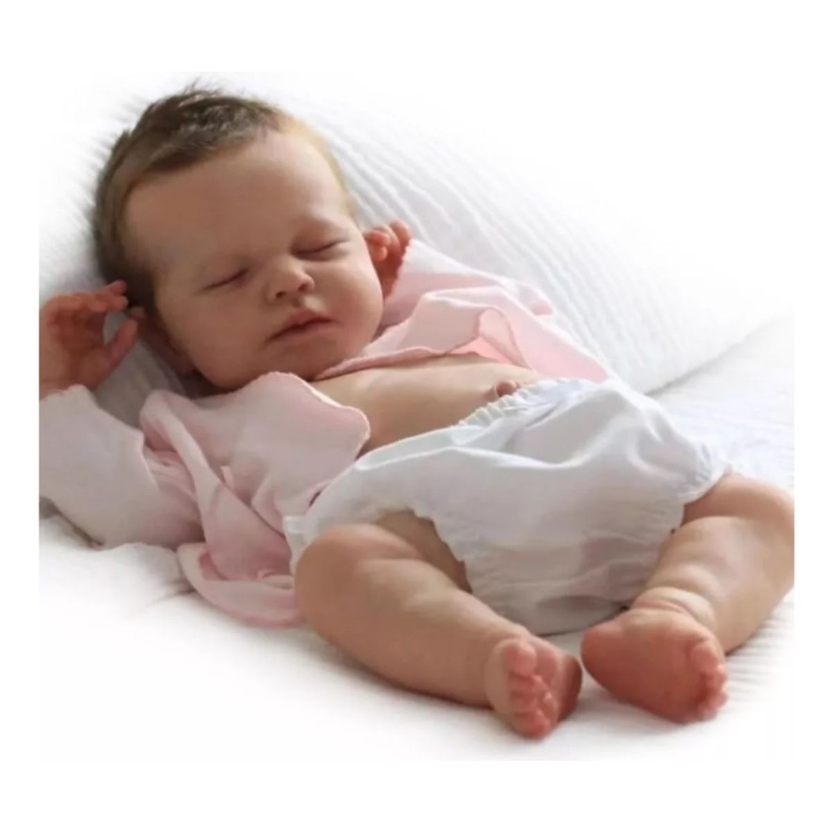 LSABEL RENACI - Muñeca Bebé Reborn Silicona 19 Pulgadas Niña Dormida Rosa