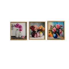 OEM - Set 3 Cuadros Decorativos Florales Modernos 25x30 cm