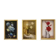 OEM - Set 3 Cuadros Decorativos Florales Modernos 20x30 cm