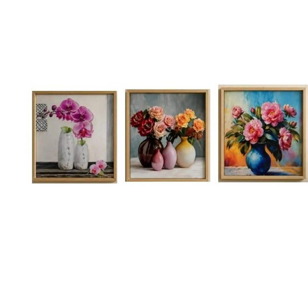 OEM - Set 3 Cuadros Decorativos Florales Modernos 25x30 cm
