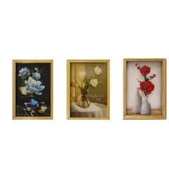 OEM - Set 3 Cuadros Decorativos Florales Modernos 20x30 cm