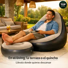 MOVI - Sofá Inflable con Posa Pies PVC Aterciopelado 120kg Interior y Exterior