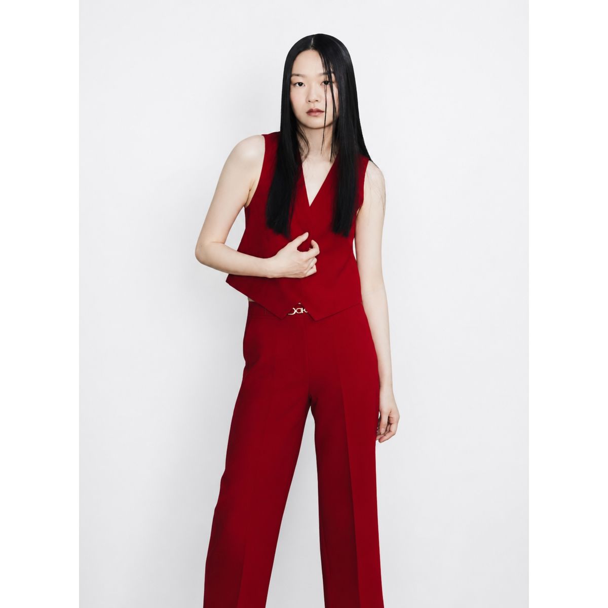 ARZANE - Blazer Mujer Sin Mangas Rojo