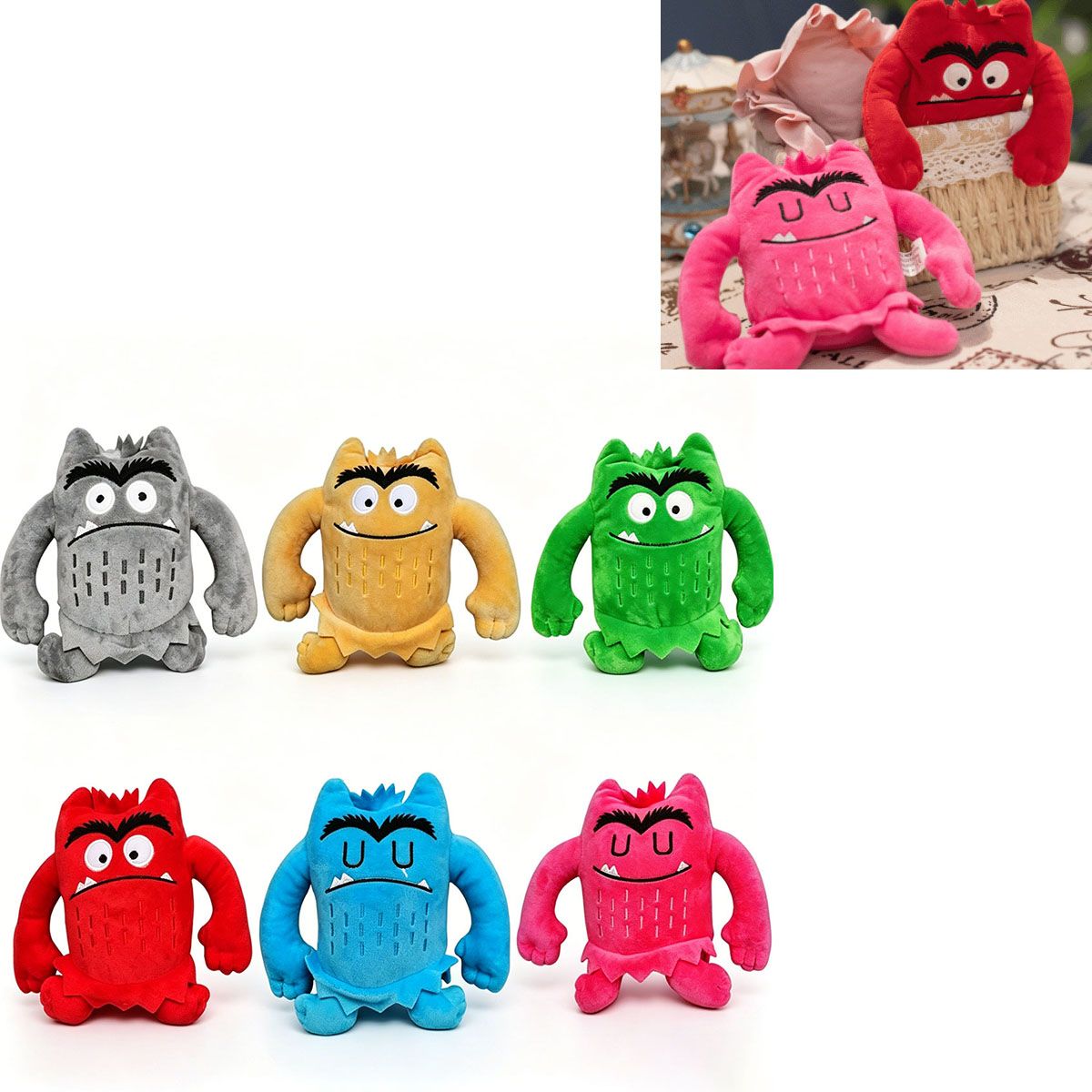 MOONCORE - 6 Peluches De Monstruos Coloridos, Expresiones Muecas, 15 Cm