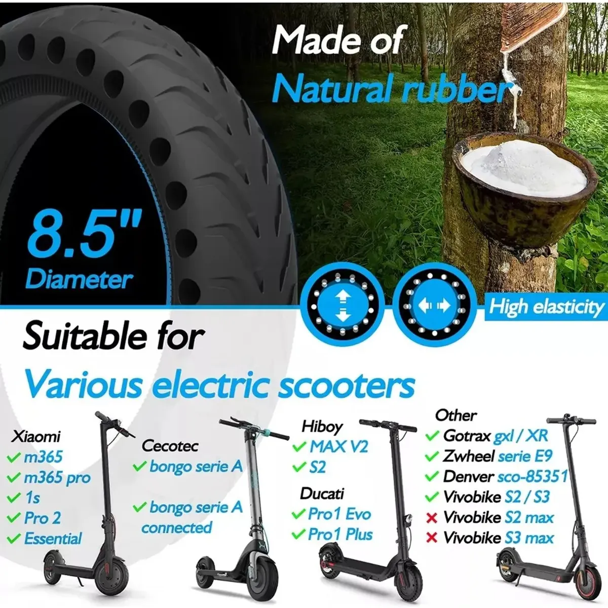 GENERICO - Neumático Para Scooter Xiaomi M365/ Muvter - 1 Rueda Solida