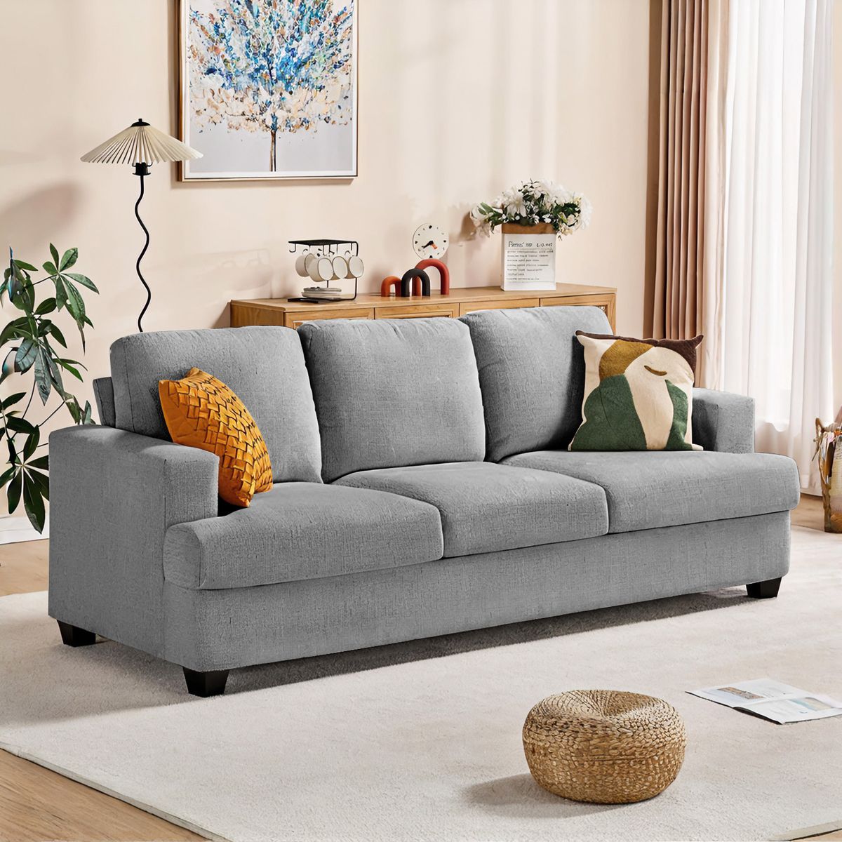 ELEMENT DESIGN - Sofá 3 Cuerpos Catalina 214x92x87 cm Tela Chenille