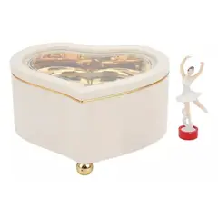 GENERICO - Caja De Música Corazón Caja Musical Chica Bailarina Joyero Blanco