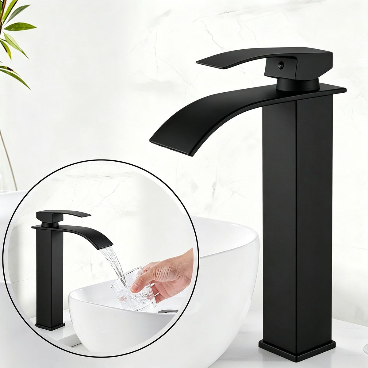 MOONCORE - Grifería Moderna Para Lavabo, Negro Mate