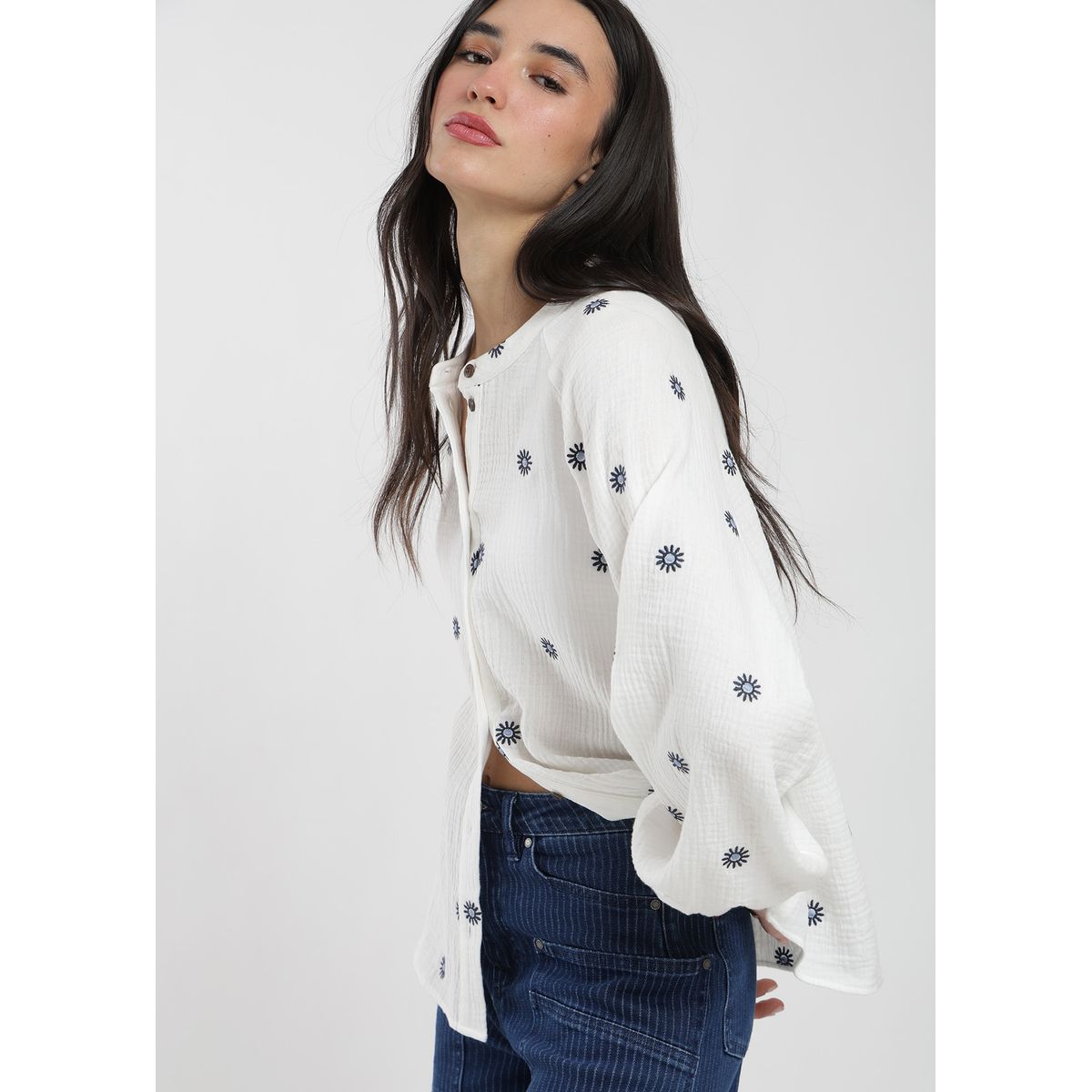 KAYA UNITE - Blusa Manga Larga Mao Bordada Mujer