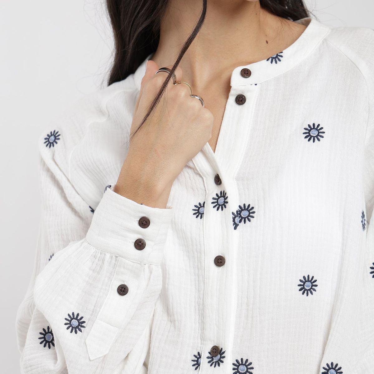 KAYA UNITE - Blusa Manga Larga Mao Bordada Mujer