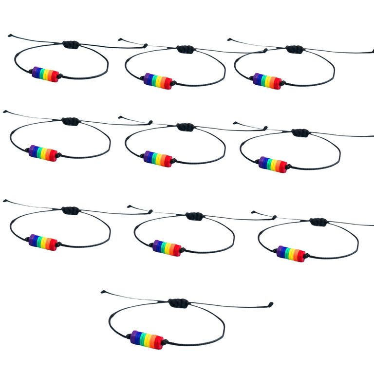 Pack 10 Pulsera Arcoiris Unisex Brazalete De Cuerda Bandera Multicolor TALLA UNICA