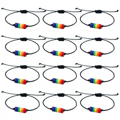 CRUSEC - Pack 10 Pulsera Arcoíris Unisex Brazalete De Cuerda Bandera
