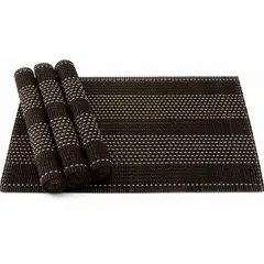 WAKESHOME - Pack 4 Manteles De Bambú Individuales De Mesa Rectangulares