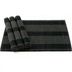 WAKESHOME - Pack 4 Manteles De Bambú Individuales De Mesa Rectangulares