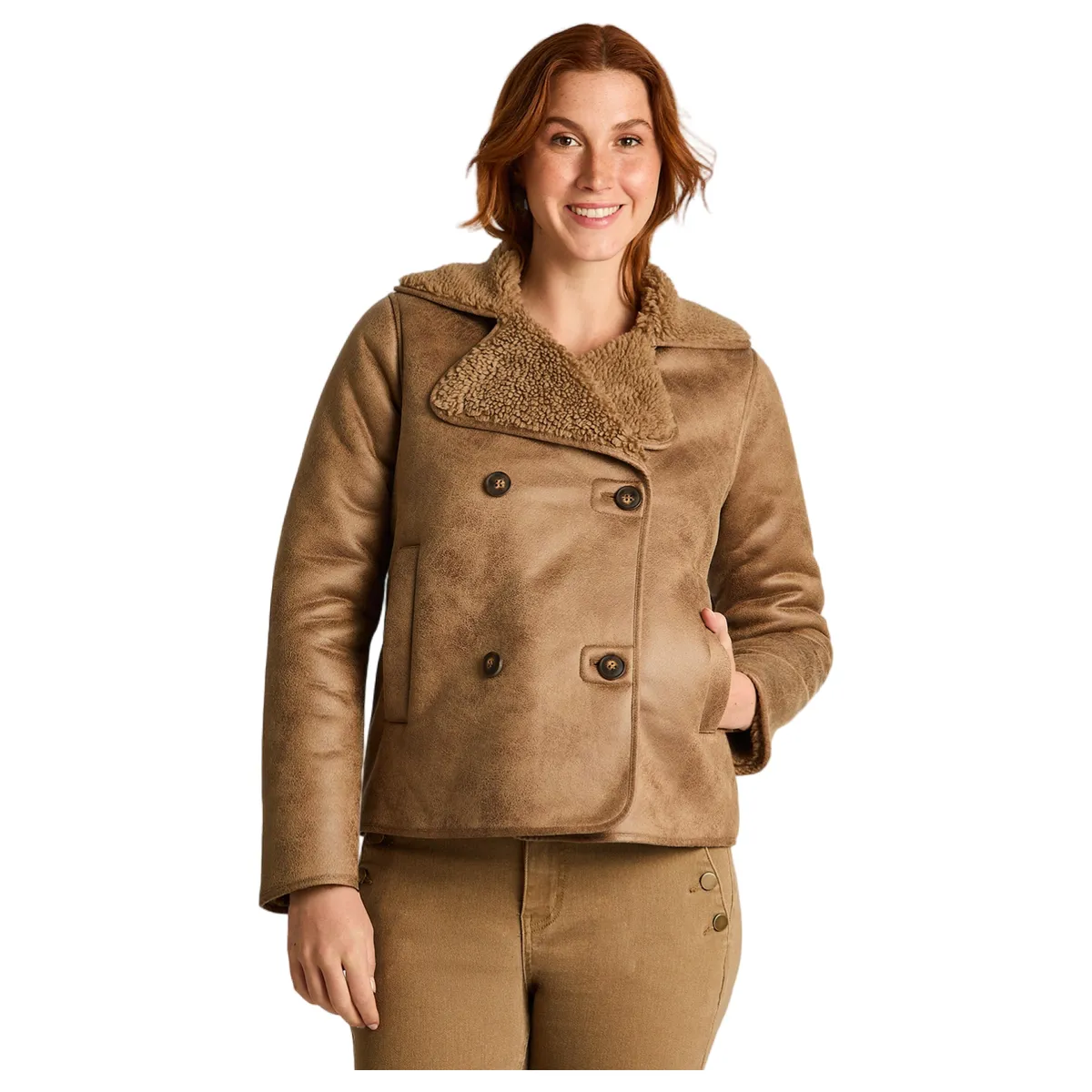 LORENZO DI PONTTI - Chaqueta Ecocuero Mujer Camel