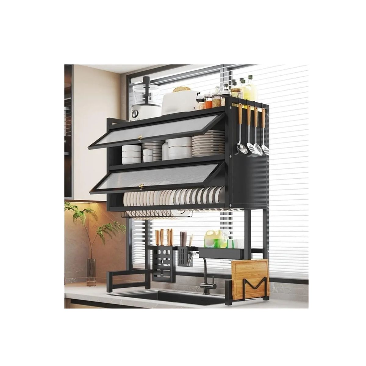 GENERICO - Escurridor Secador de Loza Con Cajones 3 Niveles Organizador 85cm