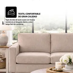 WDS HOME - Sofá Bucarest 3 Cuerpos Tela Beige