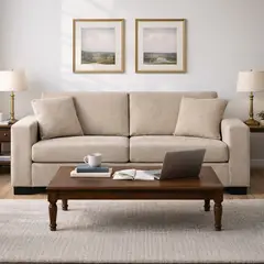 WDS HOME - Sofá Malmo 3 Cuerpos Tela Beige