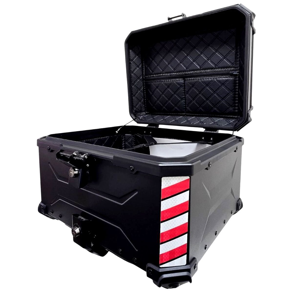 GENERICO - Maleta de moto Top case 55 litros Aluminio 2mm Negro desmontable prémium