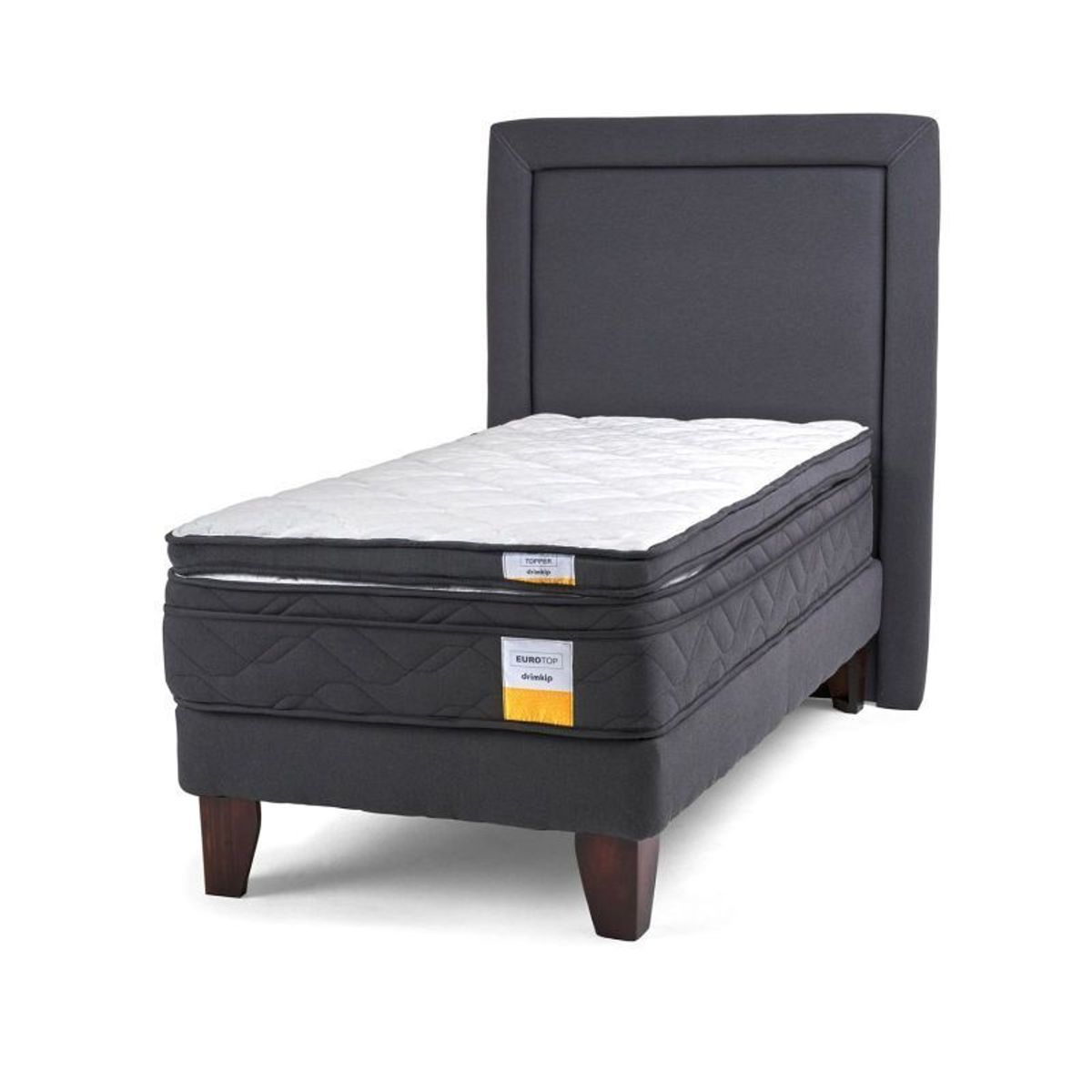 DRIMKIP - Cama Europea Eurotop + Topper + Respaldo 1 Plaza Drimkip