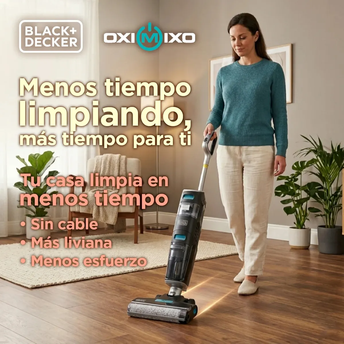 BLACK+DECKER - Lavadora de pisos Vacuum + Wash Duo