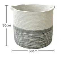 GENERICO - Cestas De Tejidas entrelazadas en color Gris y blanco, Cesto almacenamiento tejido, Cuerda 30 x 30