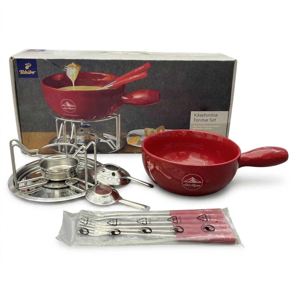 TCHIBO - Fondue rojo con 6 tenedores Les Alpes