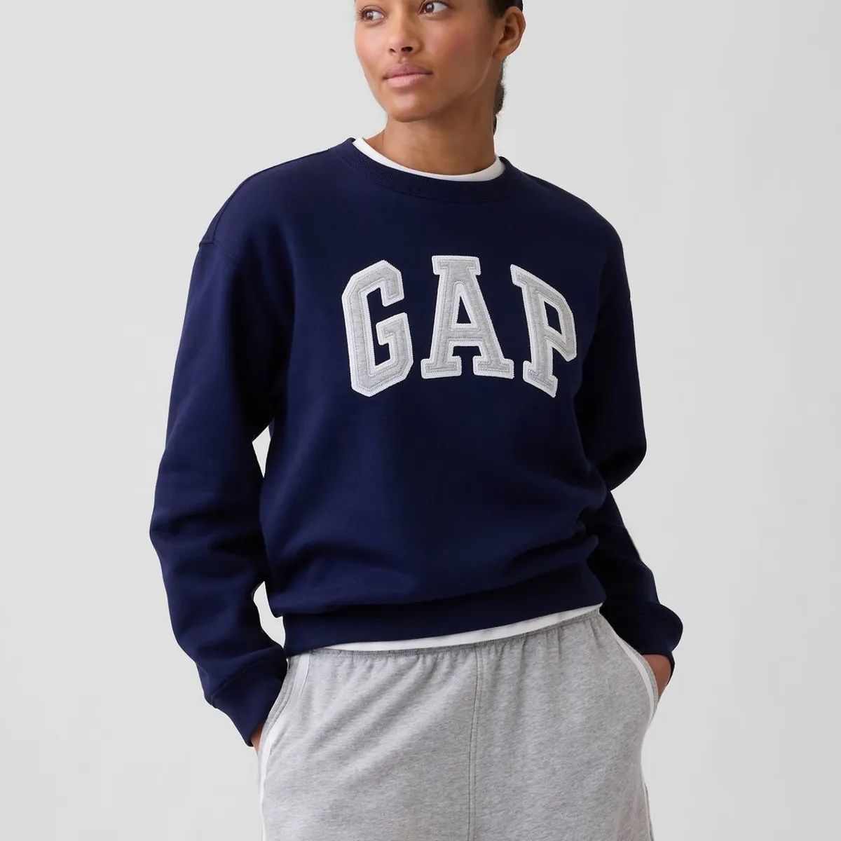 GAP - Polerón Mujer Gap Logo Sin Gorro Sin Cierre Azul